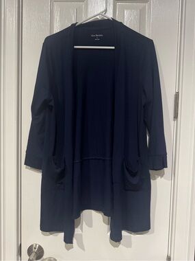 Kim Rogers Navy Open-Front Cardigan